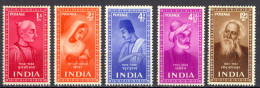 India Sc# 238-242 MH 1952 1a-12a Famous People - Ungebraucht