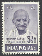 India Sc# 204 Used (a) 1948 3 1/2a Mahatma Gandhi - Gebruikt