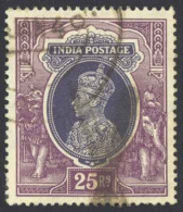 India Sc# 167 Used (d) 1937-1940 25r KGVI Definitive  - 1936-47 Roi Georges VI