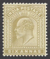 India Sc# 67 MH (c) 1902-1909 6a King Edward VII - 1902-11 Roi Edouard VII