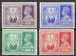 India Sc# 195-198 MNH 1946 Victory Issue - 1936-47 Roi Georges VI