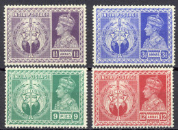 India Sc# 195-198 MNH 1946 Victory Issue - 1936-47 Koning George VI