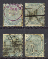 India Sc# 35 Used Lot/4 1874 1r Queen Victoria  - 1858-79 Compagnia Delle Indie E Regno Della Regina