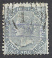 India Sc# 27 Used 1866-1868 6a 8p Queen Victoria  - 1858-79 Compañia Británica Y Gobierno De La Reina