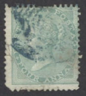 India Sc# 24 Used (a) 1865-1867 4a Queen Victoria  - 1858-79 Compagnie Des Indes & Gouvernement De La Reine