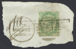 India Sc# 43 Used (b) On Cover Remnant (26DEC88) 1882-1887 4a6p Queen Victoria  - 1882-1901 Imperio