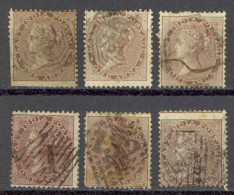 India Sc# 12 Used Lot/6 1855-1864 1a Queen Victoria  - 1858-79 Compañia Británica Y Gobierno De La Reina