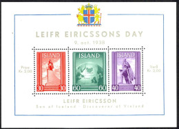 Iceland Sc# B6 MH Souvenir Sheet 1938 Leif Ericsson Day - Ungebraucht