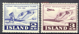 Iceland Sc# 271-272 MH 1951 Postal Service 175th - Ongebruikt