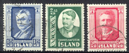 Iceland Sc# 284-286 Used 1954 Hannes Hafstein - Usados