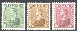 Iceland Sc# 199-201 MH (b) 1937 Christian X - Nuevos