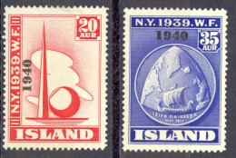 Iceland Sc# 232-233 Mint (no Gum) 1940 Overprints - Ongebruikt