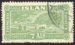 Iceland Sc# 144 Used 1925 7a Yel Green Landing The Mail - Usados