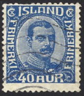 Iceland Sc# 124 Used (a) 1920-1922 40a Dk Bl Christian X - Oblitérés