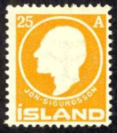 Iceland Sc# 91 MH 1911 25a Orange Jon Sigurdsson - Neufs