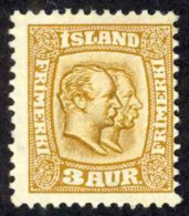 Iceland Sc# 72 MH 1907-1908 3a Christian IX & Frederick VIII - Unused Stamps