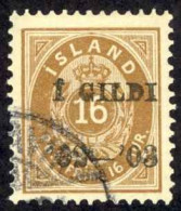 Iceland Sc# 55 Used 1902-1903 16a Brown Numeral Overprint - Used Stamps