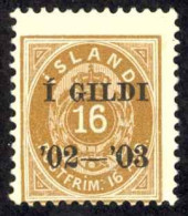 Iceland Sc# 55 MNH 1902-1903 16a Brown Numeral Overprint - Unused Stamps
