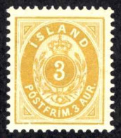 Iceland Sc# 21 MH 1897 3a Orange Numeral - Neufs