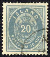 Iceland Sc# 17 Used 1882-1898 20a Blue Numeral - Used Stamps