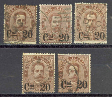 Italy Sc# 65 Used Lot/5 1890-1891 20c On 30c King Humbert I - Oblitérés