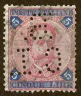 Italy Sc# 72 (perfin B.C.I.) Used 1891-1896 5l Blue And Rose King Humbert I - Oblitérés