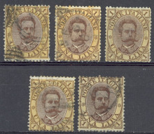 Italy Sc# 56 Used Lot/5 1889 1l Brown & Yellow King Humbert I - Gebraucht