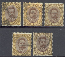 Italy Sc# 56 Used Lot/5 1889 1l Brown & Yellow King Humbert I - Oblitérés