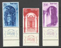 Israel Sc# 75-77 MNH W/tab 1953 20p-200p Holy Ark Jerusalem - Unused Stamps (with Tabs)