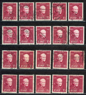 Ireland Sc# 164 Used Lot/20 1957 1sh3p Father Luke Wadding - Usati