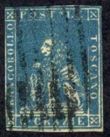 Italy Tuscany Sc# 7 Used 1851-1852 6cr Slate Blue Lion - Toscana