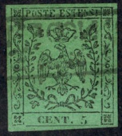 Italy Modena Sc# 1 Used 1852-1857 5c-black, Green Postage Due - Modène