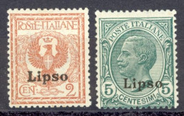 Italy Agean Is.-Lisso Sc# 1-2 MH 1912-1922 2c-5c Overprint Definitives - Aegean (Lipso)