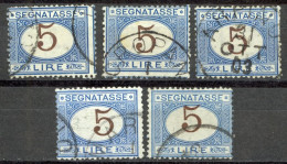 Italy Sc# J17 Used Lot/5 1874 5l Blue & Brown Postage Due - Taxe