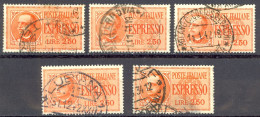 Italy Sc# E15 Used Lot/5 1933 2.50l Special Delivery - Eilsendung (Eilpost)