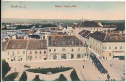 T2/T3 1916 Lajtabruck, Bruck An Der Leitha; Kaiser Josefs-Platz / József Császár Tér, Josef Zimmer, Carl Ibel üzlete. Ma - Ohne Zuordnung