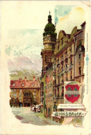 * T3 Innsbruck, Herzog Friedrich Strasse / Street, Coat Of Arms Litho (small Tear) - Ohne Zuordnung