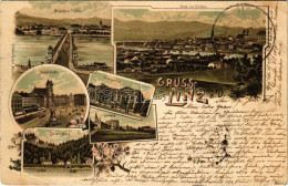 T3 1896 (Vorläufer!) Linz, Brücke U. Urfahr, Hauptplatz, Volksgarten, Freinberg, Calvarienberg. Ottmar Zieher Art Nouvea - Unclassified