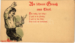 ** T2/T3 Tirol, An Schean Gruass Aus Tirol. Deponirt Nr. 49. / Tyrolean Folklore Art Postcard. Litho (EK) - Ohne Zuordnung