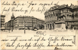 T2/T3 1905 Vienna, Wien, Bécs I. Schwarzenbergplatz, Monument Fürst Carl Von Schwarzenberg / Square, Monument, Tram (EB) - Unclassified