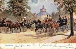 T2/T3 1911 Vienna, Wien, Bécs II. Praterfahrt / Park, Horse-drawn Carriages (worn Corners) - Unclassified