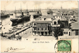 T2/T3 1906 Port Said, Quai / Dock, Ships. TCV Card (small Tear) - Sin Clasificación