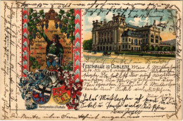 T2/T3 1905 Koblenz, Coblenz; Festhalle, Wandgemälde I. D. Festhalle. Art Nouveau, Floral, Litho With Coat Of Arms (EK) - Zonder Classificatie