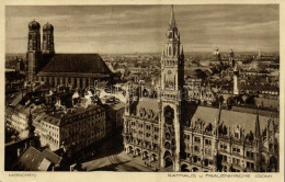 T1/T2 München, Munich; Rathaus U. Frauenkirche / Town Hall, Church, General View - Unclassified