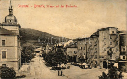 T2/T3 1908 Brunico, Bruneck (Südtirol); Strasse Mit Dem Florianitor / Street View, Gate (wet Corners) - Ohne Zuordnung