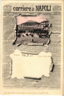 * T1/T2 Napoli, Naples; Piazza Municipio. Corriere Di Napoli 1902 / Sqaure. Art Nouveau Montage With Newspaper - Sin Clasificación