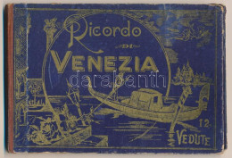 Venezia, Venice; Ricordo, 12 Vedute. Giovanni Zanetti - Thick Wooden Leporello With 12 Litho Pictures (non Postcard) - Sin Clasificación