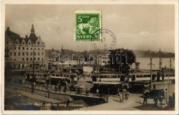 T2 1931 Stockholm, Karl Johans Torg (Slussen) / Square, Trams, Automobiles. TCV Card - Ohne Zuordnung