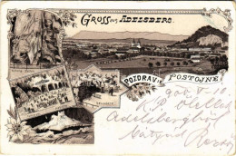 T2/T3 1900 Postojna, Postumia, Adelsberg; Zastor, Plesisce, Belvedere / Cave Interior. Art Nouveau, Floral, Litho (EK) - Unclassified