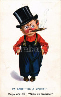 * T2/T3 Pa Said "Be A Sport!" / Children Art Postcard, Humour, Cigar Smoking. Inter-Art Co. No. 789. (EK) - Non Classés